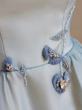 Elegant Glamour Ball Gown Strapless Blue Evening Gown Birthday Outfits Evening Dresses For Women HZ1121