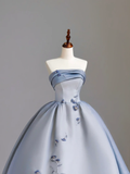 Elegant Glamour Ball Gown Strapless Blue Evening Gown Birthday Outfits Evening Dresses For Women HZ1121