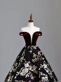 Elegant Glamour Ball Gown Off The Shoulder Burgundy Satin Prom Dress Party Dress Long Evening Dresses HZ1121