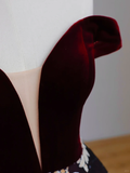 Elegant Glamour Ball Gown Off The Shoulder Burgundy Satin Prom Dress Party Dress Long Evening Dresses HZ1121