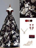Elegant Glamour Ball Gown Off The Shoulder Burgundy Satin Prom Dress Party Dress Long Evening Dresses HZ1121