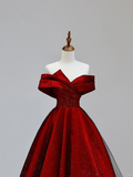 Elegant Glamour Ball Gown Off The Shoulder Red Prom Dress Party Dress Long Evening Dresses HZ1121