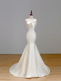 Ethereal Wedding Dress Mermaid Strapless Satin White Wedding Dresses Corset Bridal Gowns HZ1121