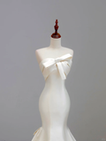 Ethereal Wedding Dress Mermaid Strapless Satin White Wedding Dresses Bridal Gowns HZ1121