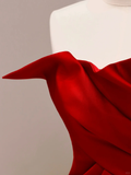 Elegant Glamour Mermaid One Shoulder Red Prom Dress Party Dress Long Evening Dresses HZ1121