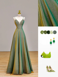 Elegant Glamour Ball Gown Spaghetti Straps Sequin Green Long Prom Dress Party Dress Evening Dresses HZ1121