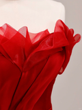 Elegant Glamour Mermaid Strapless Red Prom Dress Party Dress Long Evening Dresses HZ1121