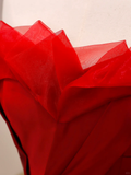 Elegant Glamour Mermaid Strapless Red Prom Dress Party Dress Long Evening Dresses HZ1121