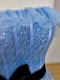 Elegant Glamour Ball Gown Strapless Blue Tulle Prom Dress Party Dress Long Evening Dresses HZ1121