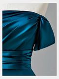 Elegant Glamour Mermaid Strapless Blue Satin Prom Dress Party Dress Long Evening Dresses HZ1121