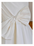 Simple Bridal Gown Mermaid Off The Shoulder Satin Short Sleeves White Wedding Dresses Minimalist Bridal Gowns HZ1121