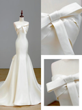 Ethereal Wedding Dress Mermaid Strapless Satin White Wedding Dresses Bridal Gowns HZ1121