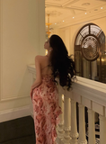 Modest Sheath Spaghetti Straps Floral Pink 21st Birthday Dress Party Gown Birthday Outfits Birthday Dress Ideas For Women HZ1121