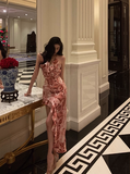 Modest Sheath Spaghetti Straps Floral Pink 21st Birthday Dress Party Gown Birthday Outfits Birthday Dress Ideas For Women HZ1121
