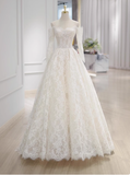 Classic Bridal Gown Ball Gown Off The Shoulder Long Sleeves Lace White Wedding Dresses Minimalist Bridal Gowns HZ1121