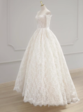 Classic Bridal Gown Ball Gown Off The Shoulder Long Sleeves Lace White Wedding Dresses Minimalist Bridal Gowns HZ1121