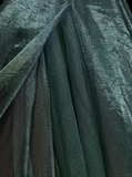 Vintage A Line Scoop Green Tulle Slit Long Prom Dress Party Dress Evening Dresses HZ1121
