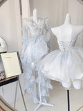 Cute Ball Gown Sweetheart Short Light Sky Blue Homecoming Dress Summer Hoco Dresses Cocktail Dress For Senior Teens HZ1121