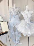 Cute Ball Gown Sweetheart Short Light Sky Blue Homecoming Dress Summer Hoco Dresses Cocktail Dress For Senior Teens HZ1121