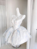 Cute Ball Gown Sweetheart Short Light Sky Blue Homecoming Dress Summer Hoco Dresses Cocktail Dress For Senior Teens HZ1121
