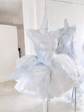 Cute Ball Gown Sweetheart Short Light Sky Blue Homecoming Dress Summer Hoco Dresses Cocktail Dress For Senior Teens HZ1121