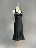 Classy A line Halter Chiffon Black Homecoming Dress Summer Hoco Dresses Cocktail Dress HZ1121