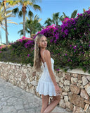 Simple Sheath Spaghetti Straps White Lace Homecoming Dress Summer Hoco Dresses Cocktail Dress HZ1121