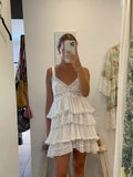 Simple A line Straps White Lace Layers Homecoming Dress Summer Hoco Dresses Cocktail Dress HZ1121