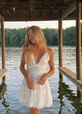 Simple A line Spaghetti Straps White Short Homecoming Dress Summer Hoco Dresses Cocktail Dress HZ1121