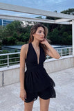 Cute A line Halter Black Summer Chiffon Homecoming Dress Hoco Dress Mini 20th Birthday Outfit Cocktail Dresses HZ1121