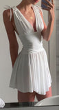Cute A line White V Neck Summer Chiffon Homecoming Dress Hoco Dress Mini 20th Birthday Outfit Cocktail Dresses HZ1121