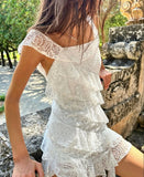 Cute A line Square Lace White Short Homecoming Dress Summer Hoco Dresses Cocktail Dress HZ1121