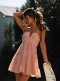 Cute A line Halter Pink Summer Chiffon Homecoming Dress Hoco Dress Mini 20th Birthday Outfit Cocktail Dresses HZ1121