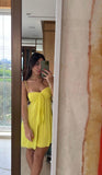 Cute A line Spaghetti Straps Summer Yellow Chiffon Homecoming Dress Hoco Dress Mini 20th Birthday Outfit Cocktail Dresses HZ1121
