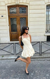 Simple A line Halter Ivory Balloon Homecoming Dress Summer Hoco Dresses Cocktail Dress HZ1121