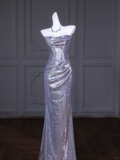 Pretty Mermaid Strapless Sequin Beads Long Prom Dress Party Dress Graduation Dresses HZ1121