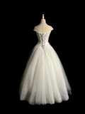 Vintage Ball Gown Off The Shoulder White Tulle Long Evening Party Gowns Evening Formal Dresses Evening Dress HZ1121