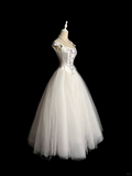 Vintage Ball Gown Off The Shoulder White Tulle Long Evening Party Gowns Evening Formal Dresses Evening Dress HZ1121