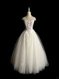 Vintage Ball Gown Off The Shoulder White Tulle Long Evening Party Gowns Evening Formal Dresses Evening Dress HZ1121
