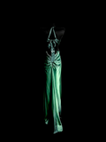Vintage Mermaid Halter Green Satin Backless Long Evening Party Gowns Evening Formal Dresses Prom Dress HZ1121