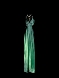 Vintage Mermaid Halter Green Satin Backless Long Evening Party Gowns Evening Formal Dresses Prom Dress HZ1121