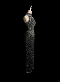 Vintage Sheath High Neck Sequin Long Evening Party Gowns Formal Dresses Prom Dresses HZ1121