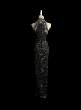 Vintage Sheath High Neck Sequin Long Evening Party Gowns Formal Dresses Prom Dresses HZ1121
