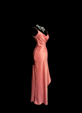 Vintage Mermaid Spaghetti Straps Pink Satin Long Prom Dress Party Dress Graduation Dresses HZ1121