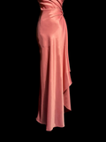 Vintage Mermaid Spaghetti Straps Pink Satin Long Prom Dress Party Dress Graduation Dresses HZ1121