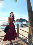Elegant Mermaid Spaghetti Straps Sleeveless Burgundy Long Evening Dress Prom Dresses HZ1121