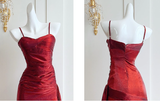 Modest Mermaid Spaghetti Straps Sleeveless Maroon Red Long Prom Gown Prom Dresses HZ1121