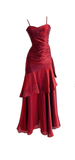 Modest Mermaid Spaghetti Straps Sleeveless Maroon Red Long Prom Gown Prom Dresses HZ1121