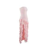 Elegant A-Line Ruffles Fringe Midi Dress-Outfit Layers Chiffon Prom Dresses HZ1121