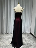 Sexy Sheath Spaghetti Straps Burgundy Floor-length Long Prom Dress with Silt Birthday Outfits Party Dress Formal Dress HZ1121